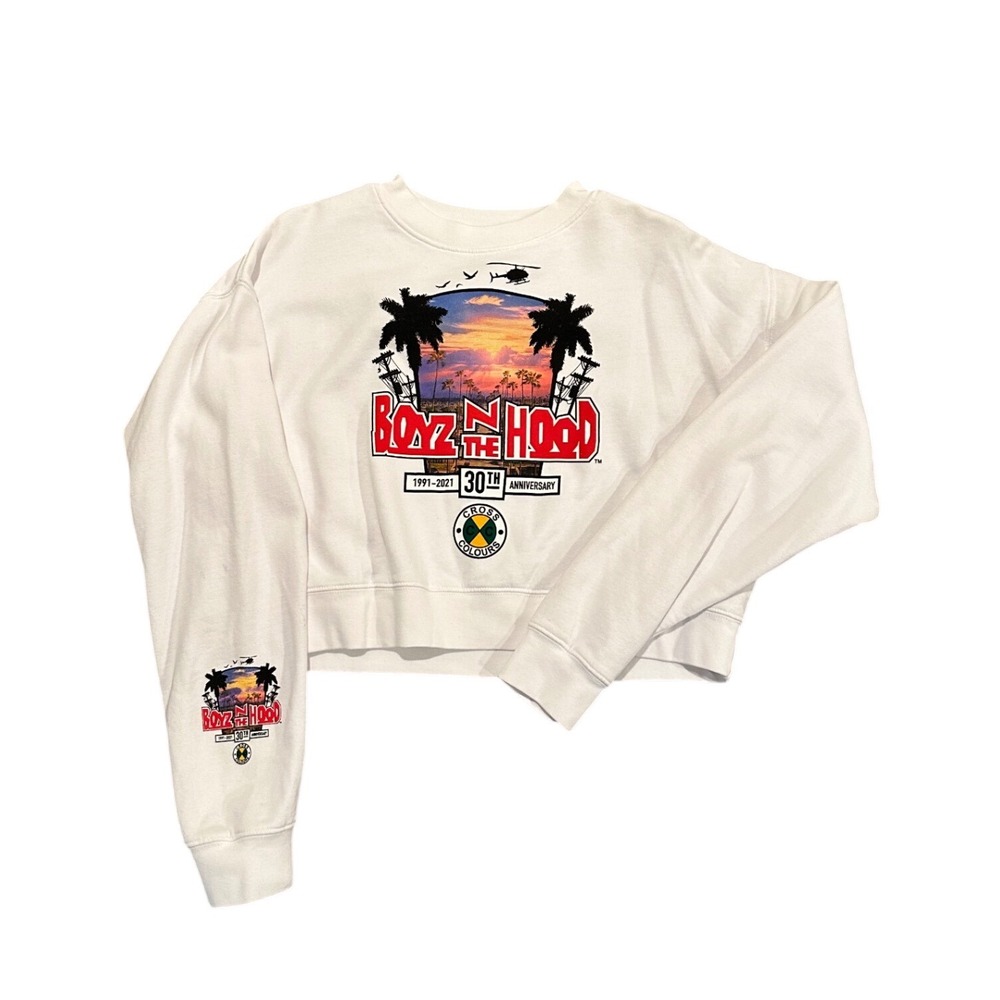 Cross Colours Boyz N The Hood 30th Anniversary White Cropped Sweatshirt Womens M